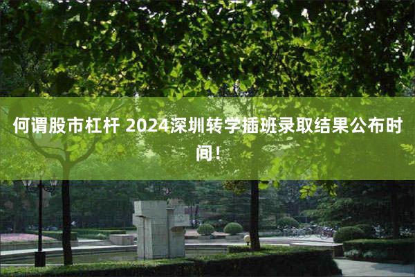 何谓股市杠杆 2024深圳转学插班录取结果公布时间！