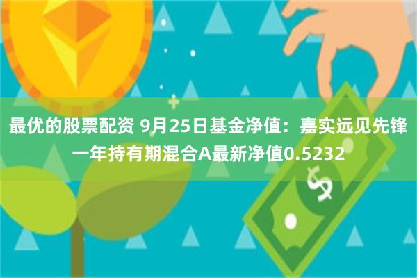 最优的股票配资 9月25日基金净值：嘉实远见先锋一年持有期混合A最新净值0.5232