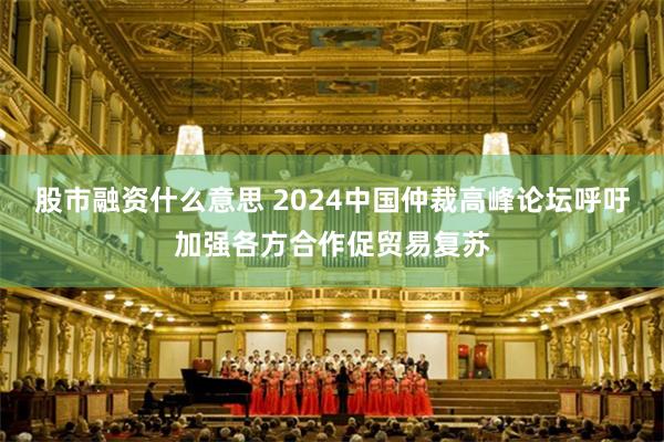 股市融资什么意思 2024中国仲裁高峰论坛呼吁加强各方合作促贸易复苏